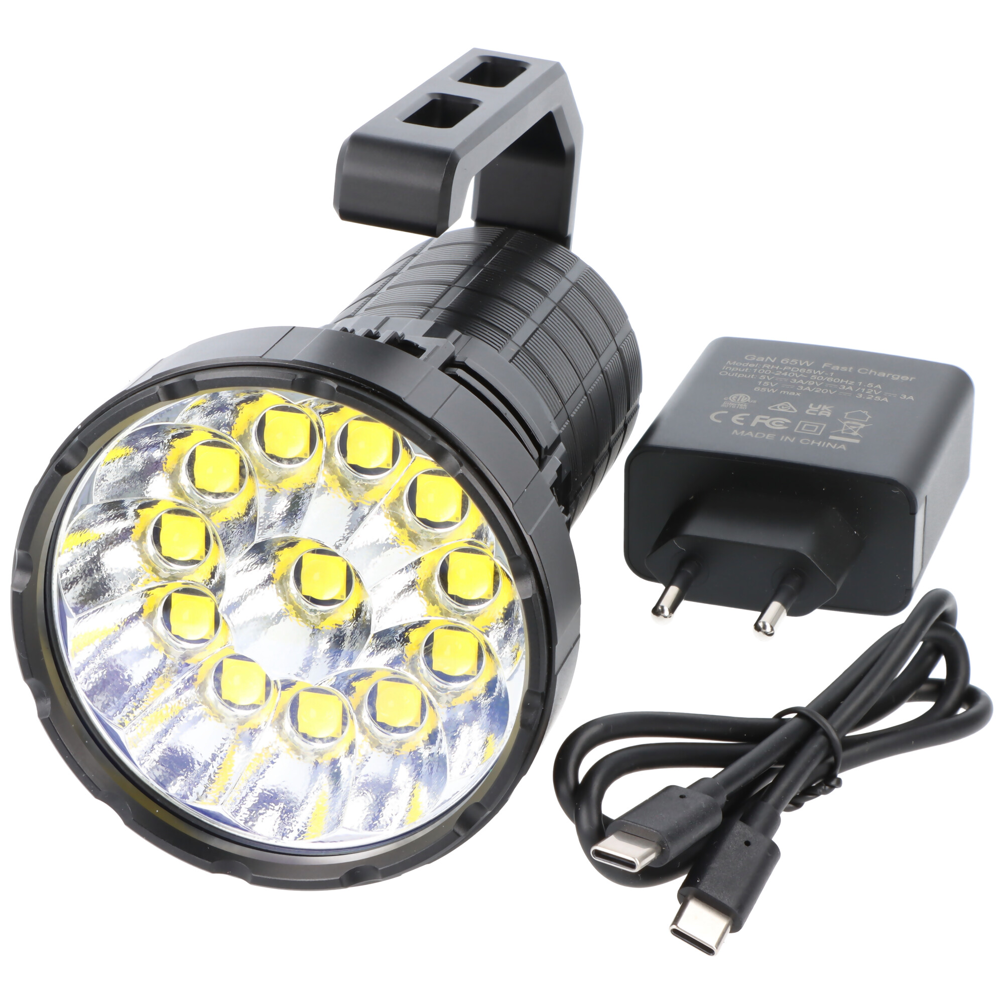 Imalent MS12 Mini C LED-Taschenlampe mit 65.000 Lumen, 1.036 Meter Leuchtweite, warmweiß, drei Lüfter, mit Haltegriff