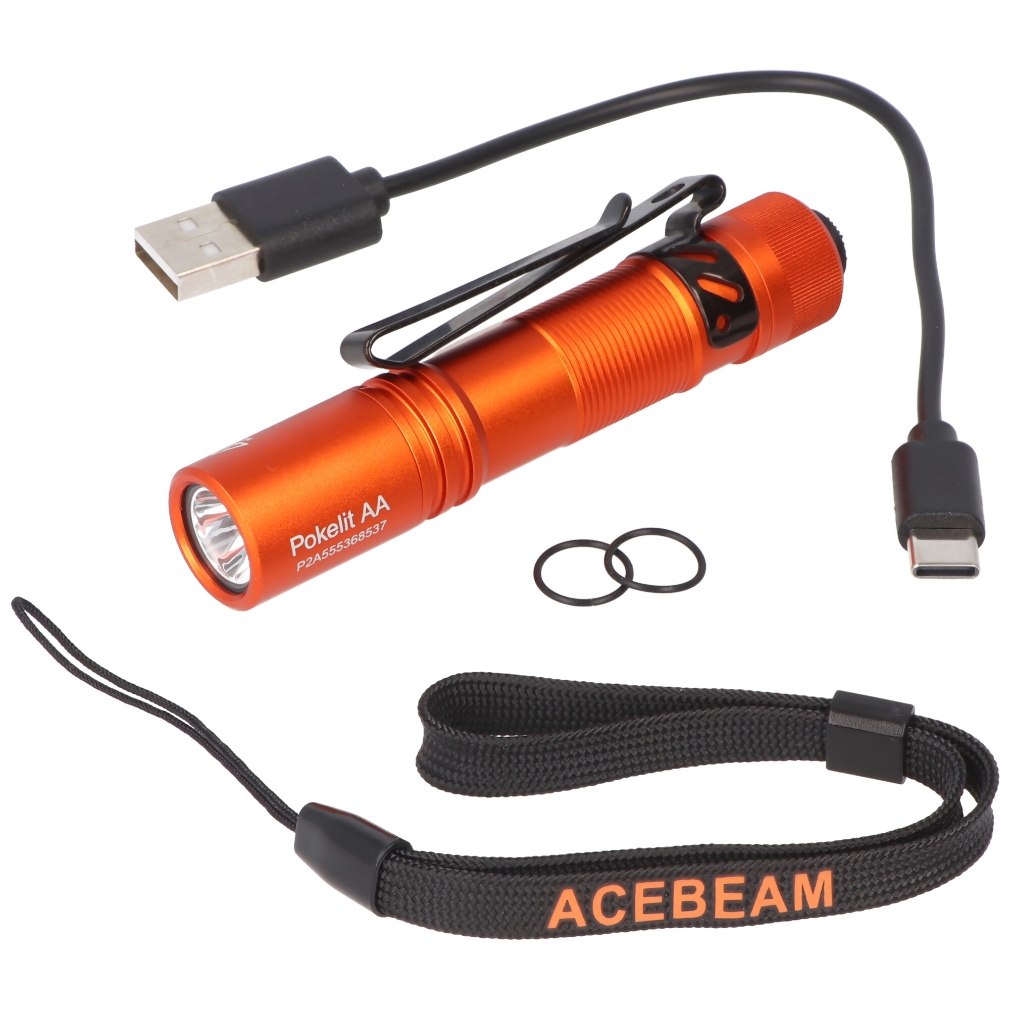 AceBeam Pokelit AA LED-Taschenlampe mit 550 Lumen, in drei Farben verfügbar, inklusive 14500 Li-Ion Akku mit USB-C Anschluss