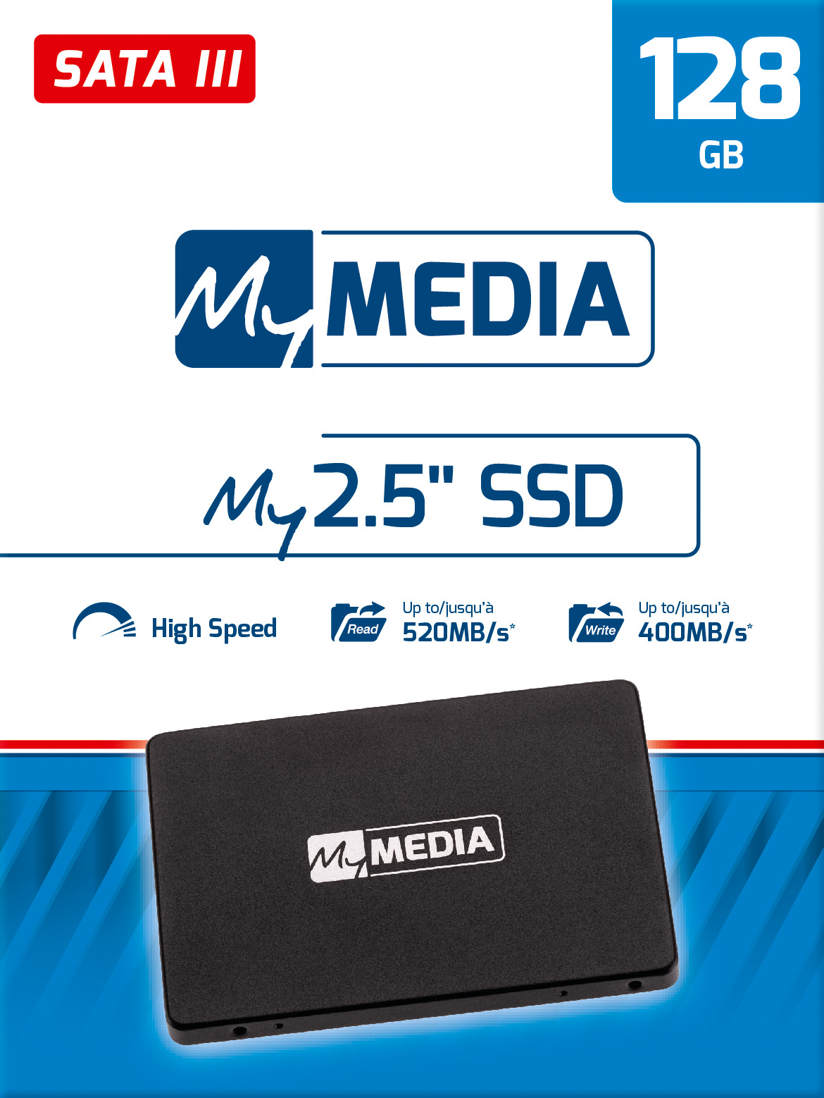 Mymedia SSD 128GB, SATA-III, 6.35cm (2.5'') (R) 520MB/s, (W) 400MB/s, Retail