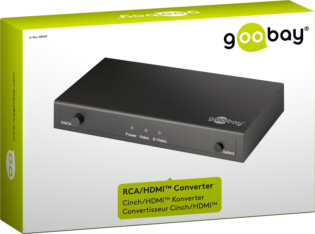Goobay Cinch/HDMI™ Konverter - konvertiert analoge Audio- und Video-Signale in digitale HDMI™-Signale um