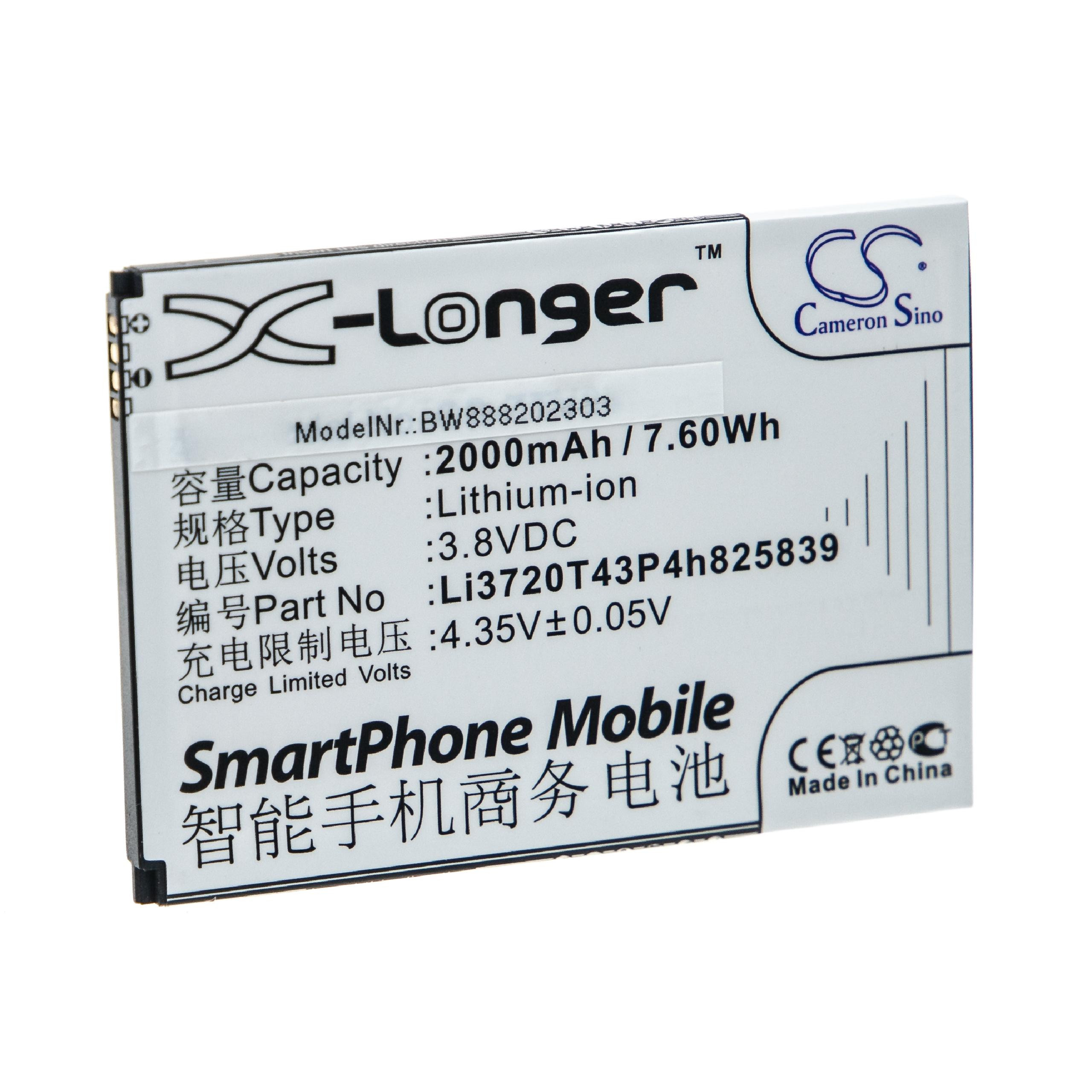 Li-Ion-Akku - 2000mAh (3.8V) für Orange Reyo Handy, Smartphone, Telefon wie Li3720T43P4h825839