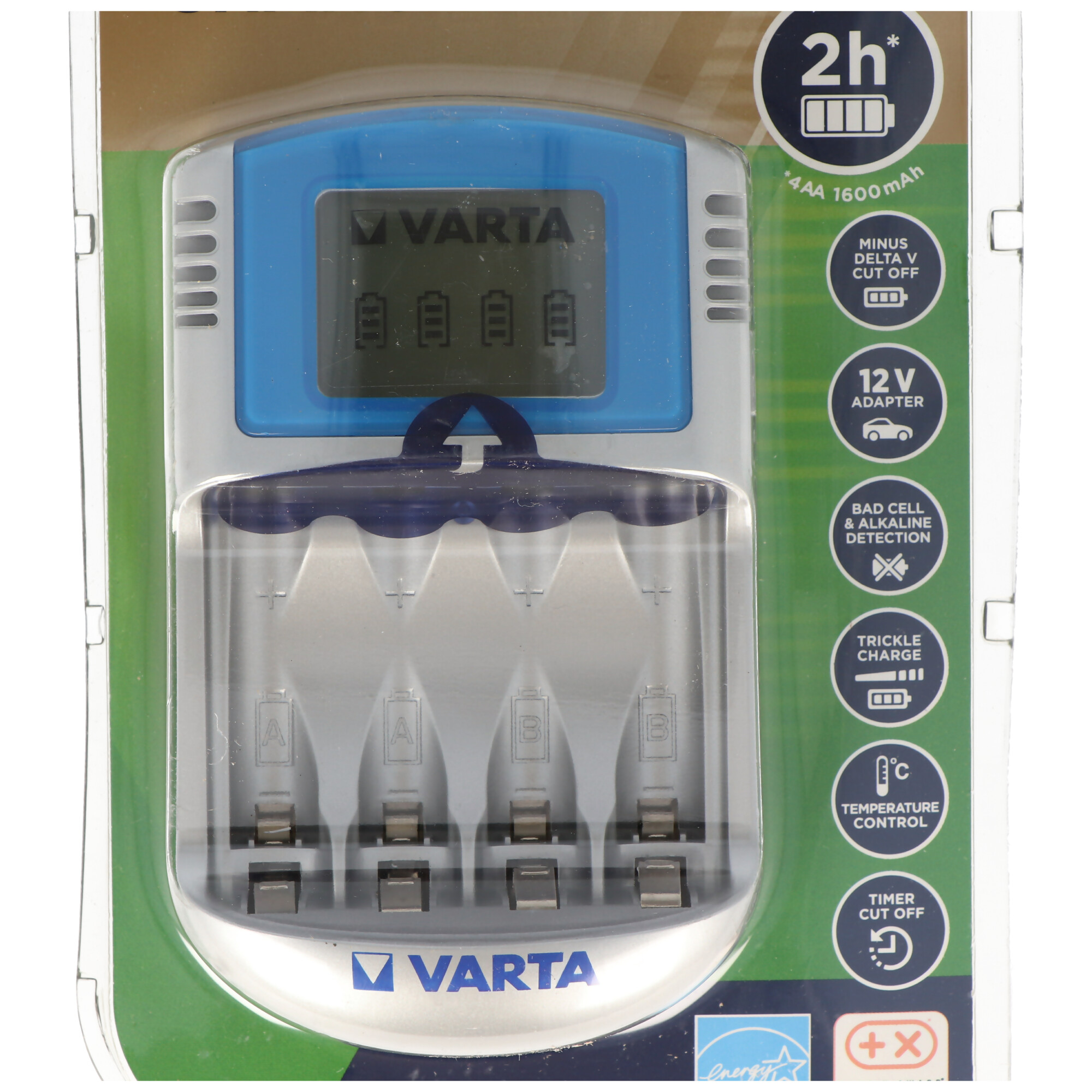 Varta 57070 LCD Charger für 2 oder 4 Mignon/AA oder Micro/AAA