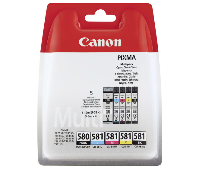 Canon Tinten Multipack PGI-580PGBK/CLI-581BK/C/M/Y