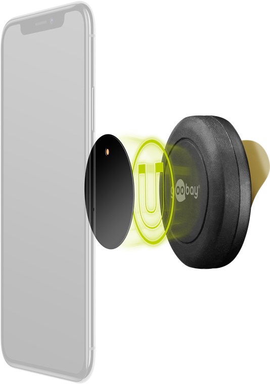 Goobay Universal Magnethalterung, selbstklebend - zur schnellen und sicheren Befestigung von Smartphones im Auto oder Haushalt