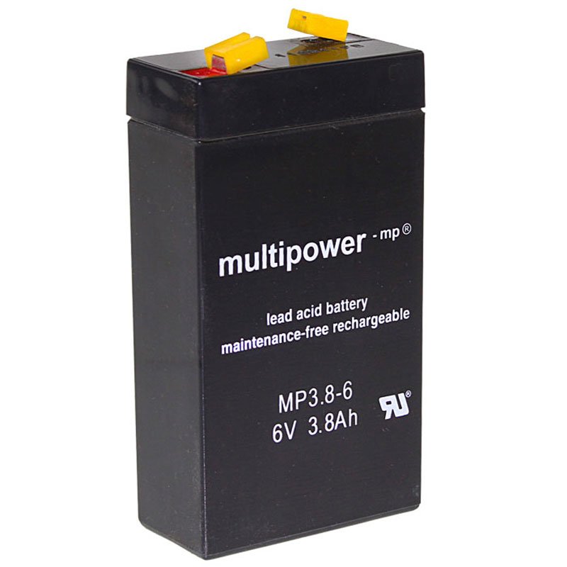 Multipower MP3.8-6 Akku WP3.2-6 Blei 3,8Ah mit 4,8mm Fastonkontakt