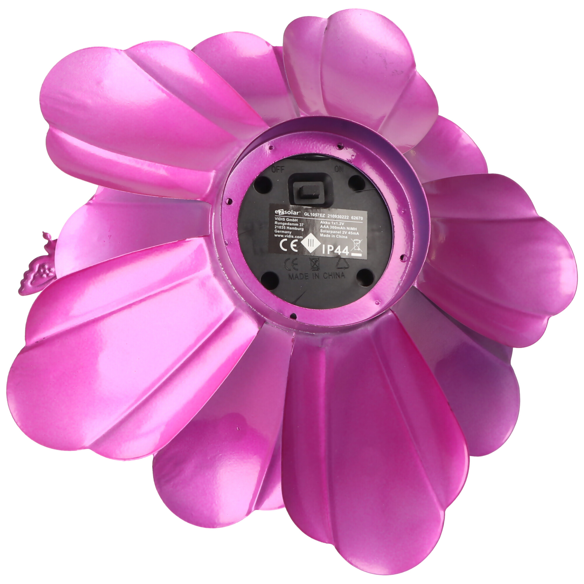 LED SOLAR Blumen Licht BUTTERFLY Pink mit Akku und Solarpanel