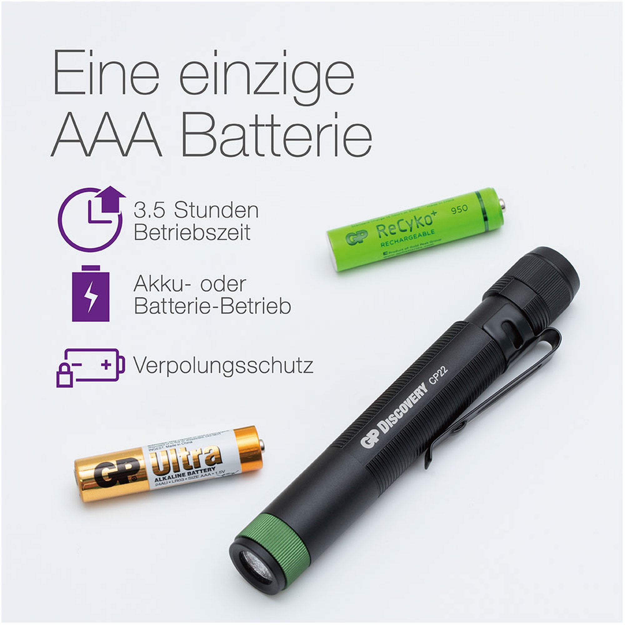 Taschenlampe CP22 365nm inkl. 1x AAA 1,5V Batterie