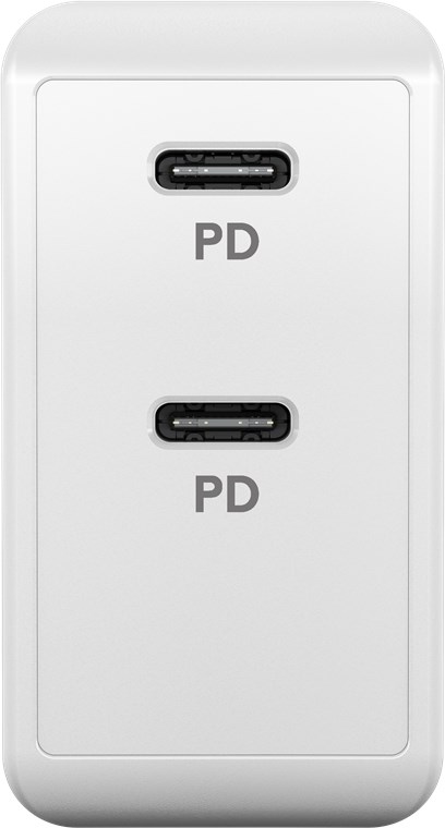 Goobay Dual-USB-C™ PD Schnellladegerät (36 W) weiß - Ladeadapter mit 2x USB-C™-Anschlüssen (Power Delivery)