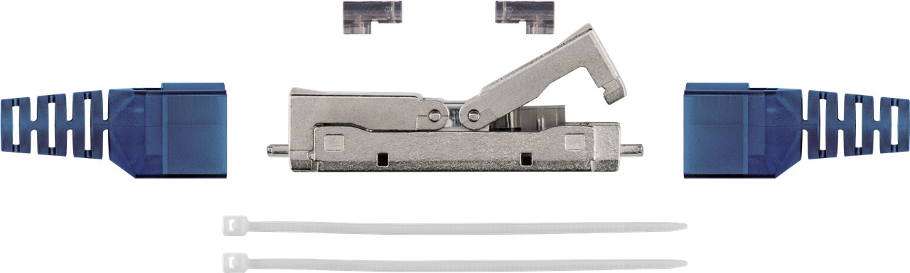 Goobay Werkzeugloser Kabel Verbinder "slim" CAT 6A, STP geschirmt - Klemmleiste für LSA Montage (werkzeugfrei)