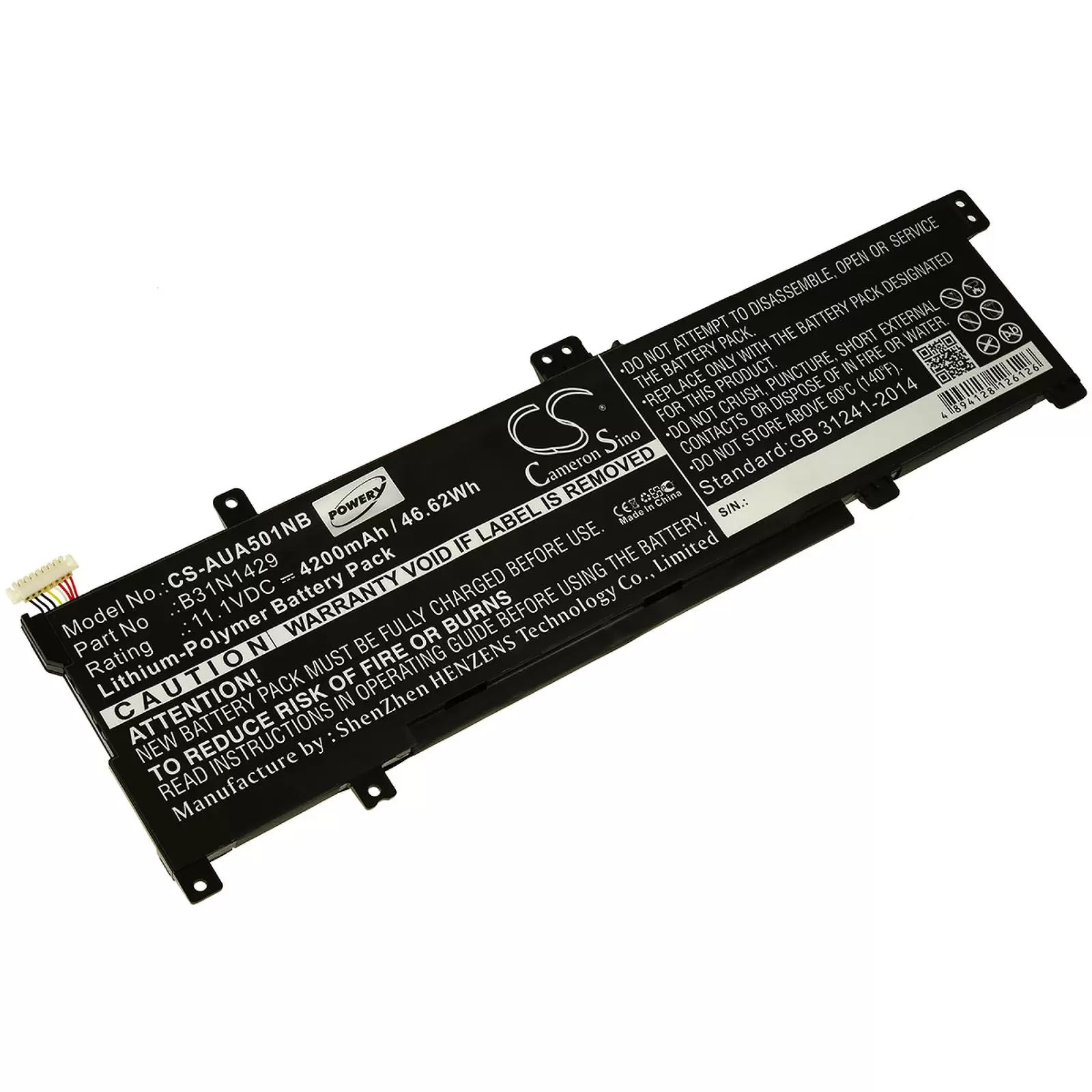 Akku für Laptop Asus Vivobook A501L / Typ B31N1429 - 11,1V - 4200 mAh
