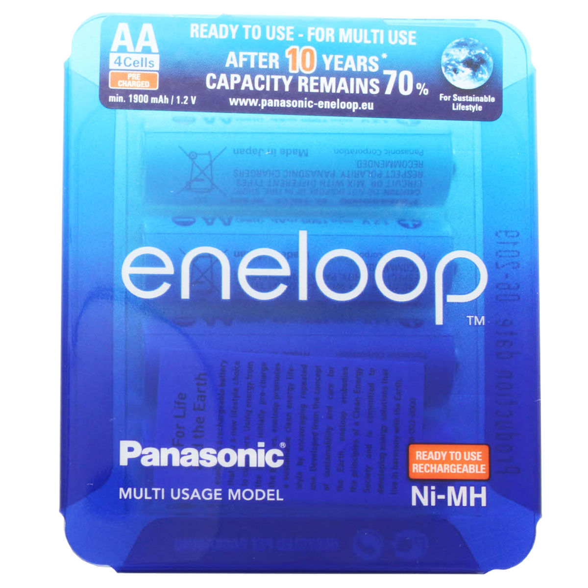 Panasonic eneloop Standard HR-3UTGB Blisterpackung mit 4 AA eneloops und 1x AccuCell Aufbewahrungsbox