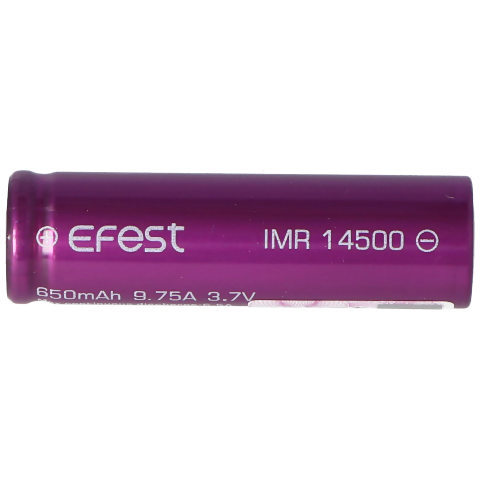 Efest IMR 14500 - 650mAh 3,6V - 3,7V Li-Ion-Akku (Pluspol flach)
