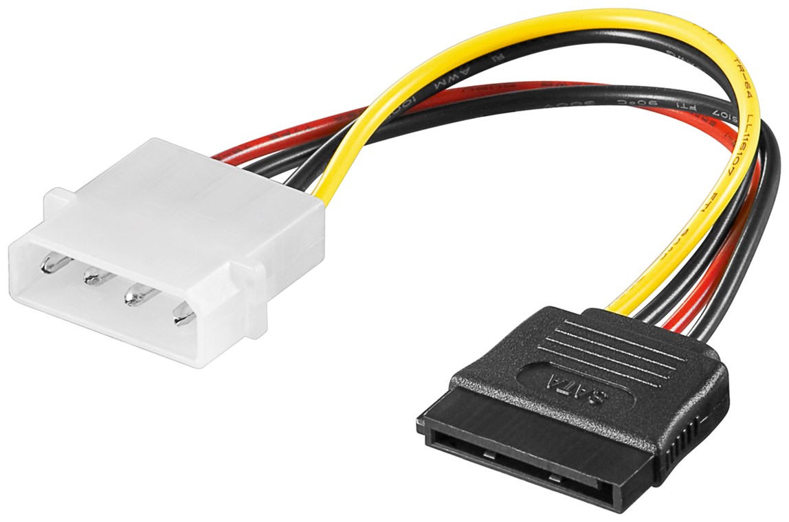 Goobay PC-Stromkabel/Stromadapter, 5.25-Stecker zu SATA - 4-pol. 5,25-Powerstecker > 15-pol. S-ATA