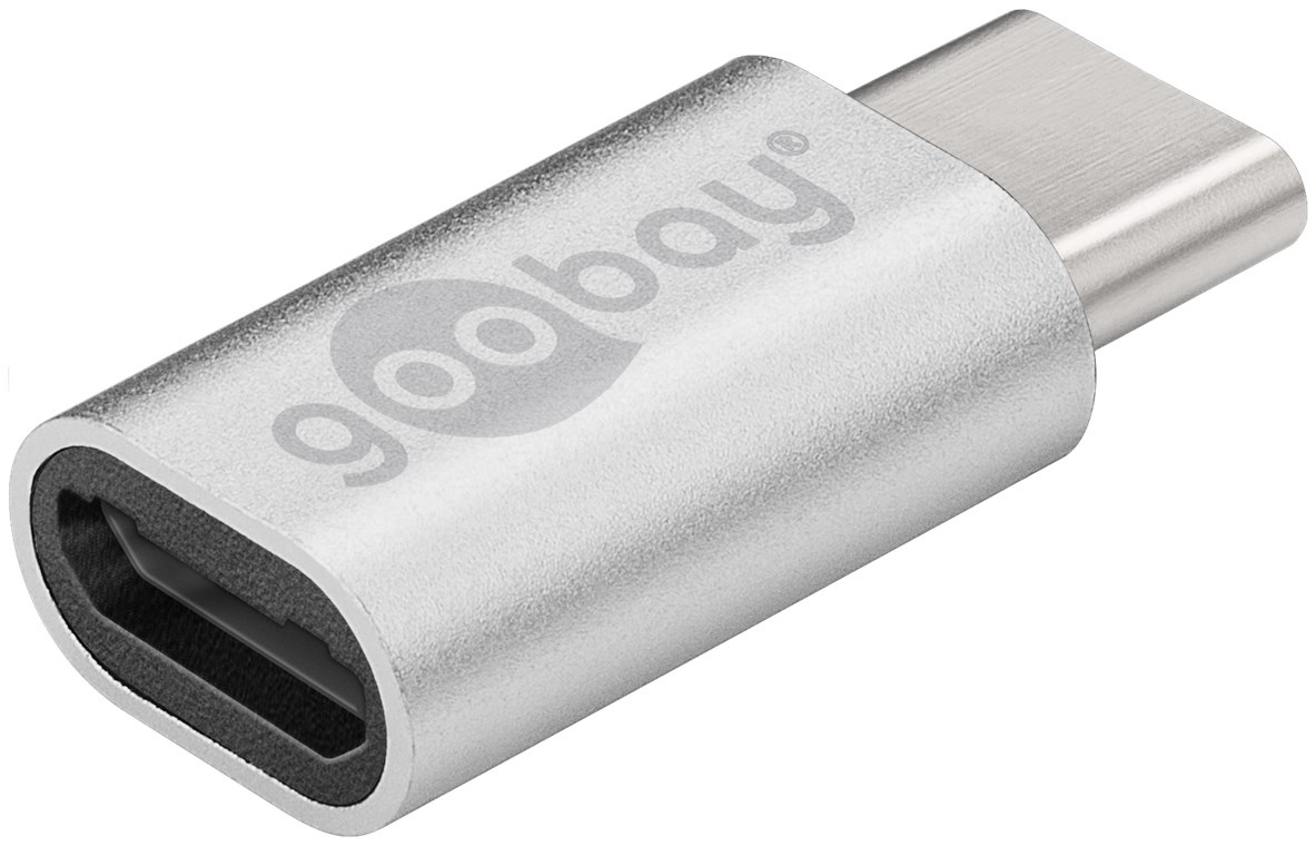 Goobay Adapter USB-C™ auf USB 2.0 Micro-B, silber - USB-C™-Stecker > USB 2.0-Micro-Buchse (Typ B)