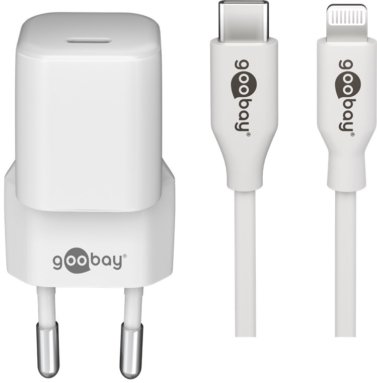 Goobay Lightning/USB-C™ PD-Ladeset (30 W) - USB-C™ Netzteil 30 W inklusive USB-C™ auf Lightning  Kabel für z.B. iPhone 12