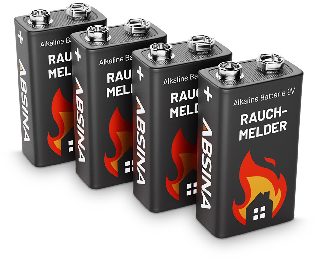4er Pack Alkaline 9V 6LR61 Block-Batterien ideal für Rauchmelder, Rauchwarnmelder, Messgeräte, Spielzeuge und Weitere
