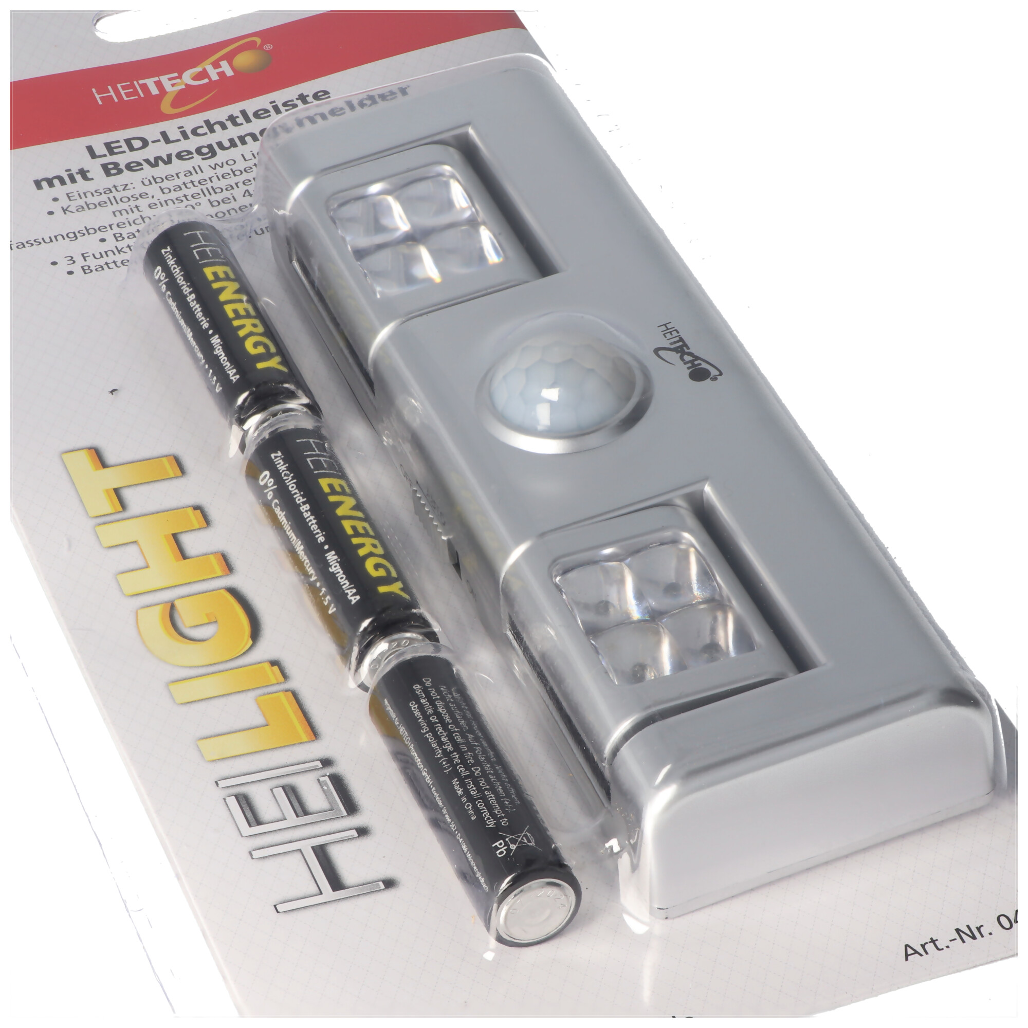 LED-Lichtleiste mit Bewegungsmelder, batteriebetriebene Lichtleiste,  kabellos, inklusive 3x Mignon AA Batterien