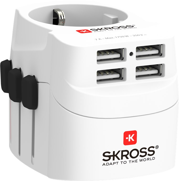 Skross Pro Light USB - geeignet für geerdete und ungeerdete Geräte (2-polig und 3-polig)