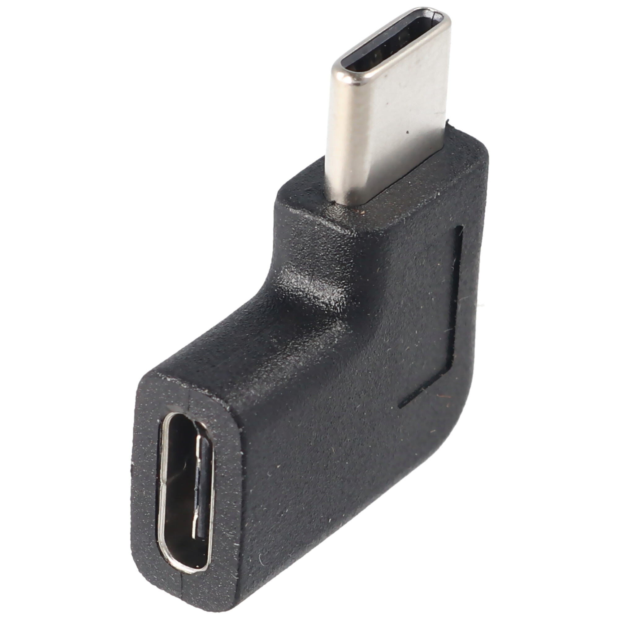 Adapter USB-C auf USB-C mit 90 Grad Winkel schwarz, abgewinkelter Adapter verlängert das USB-C, geeignet für das MacBook mit USB-C Port