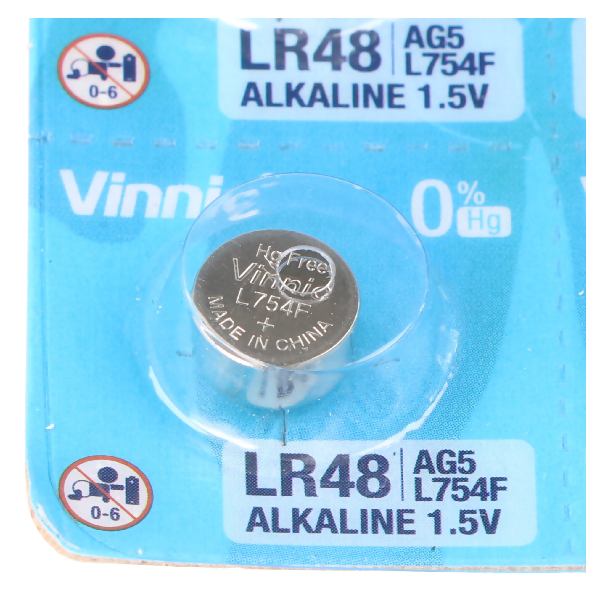 10 Stück Knopfzellen AG5, LR48 mini Vinnic G5, LR 48, AG 5, LR754 Alkaline Batterie