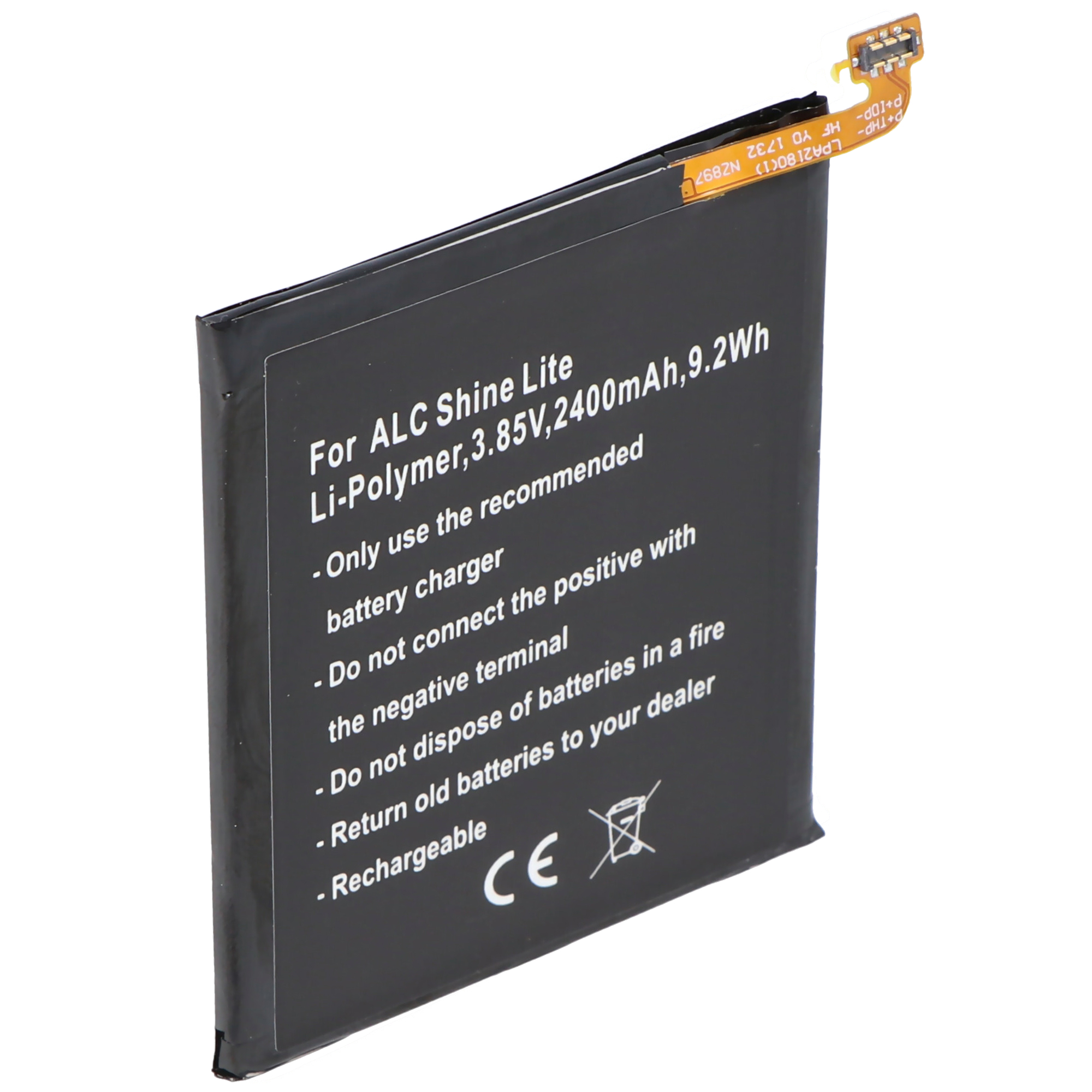Akku passend für Alcatel Shine Lite, Li-Polymer, 3,85V, 2400mAh, 9,2Wh