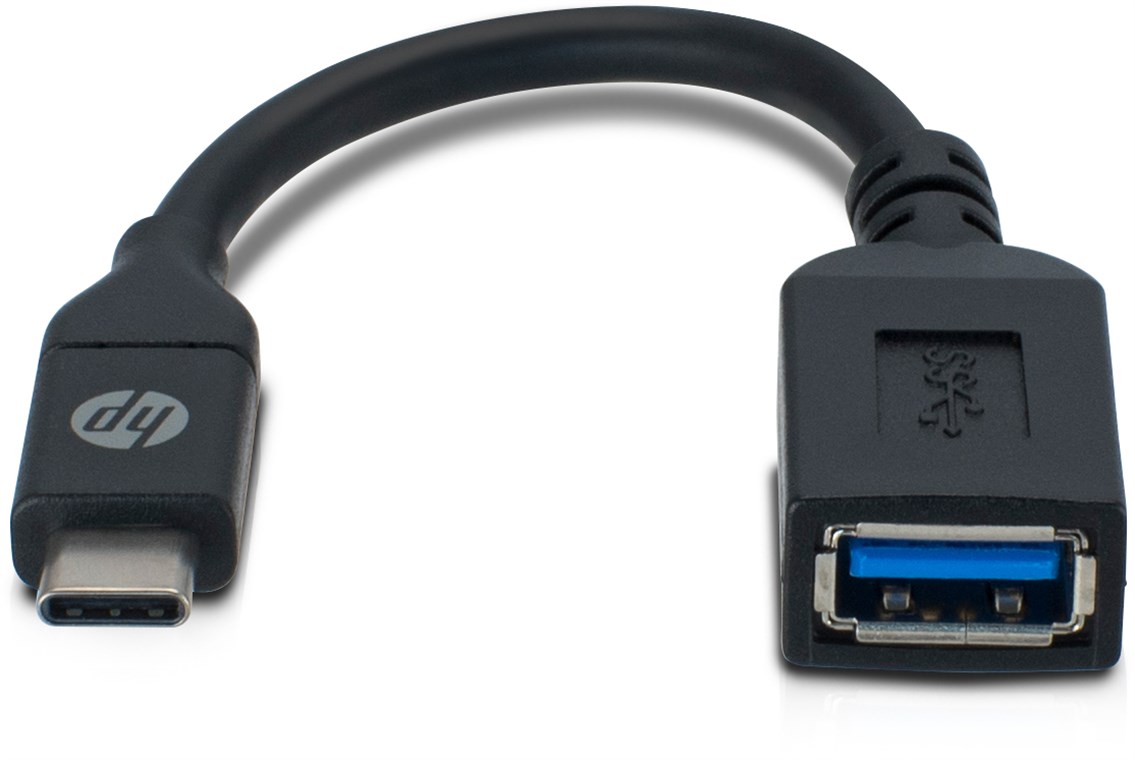 HP USB-C™ auf USB A Kabel, schwarz - Ideal zum Anschließen an Mäuse, Tastaturen und USB-Flash-Speicher