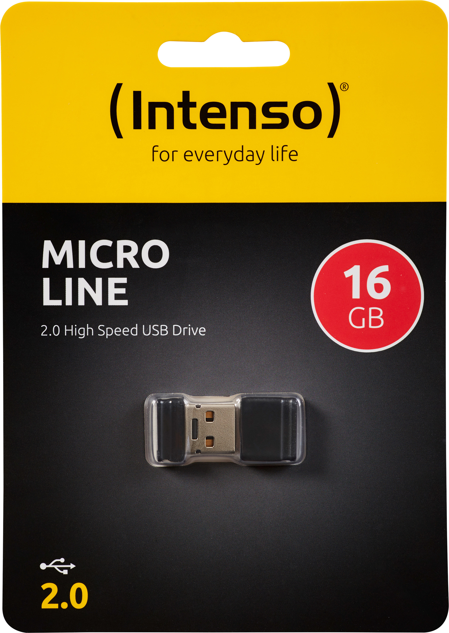 Intenso USB 2.0 Stick 16GB, Micro Line, schwarz (R) 16.5MB/s, (W) 6.5MB/s, Retail-Blister