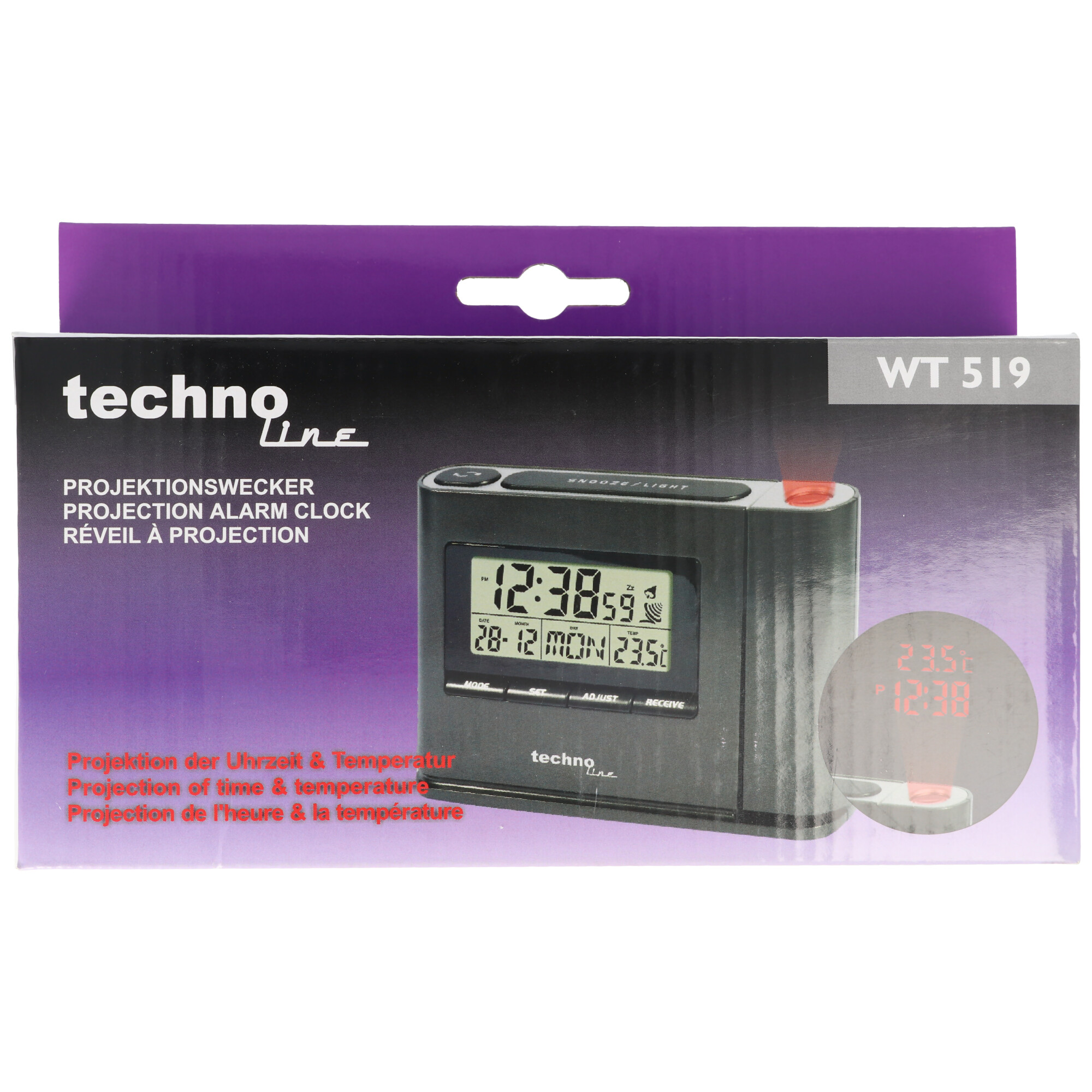 WT 519 Funk- und Projektionswecker mit Temperaturanzeige inklusive Netzteil