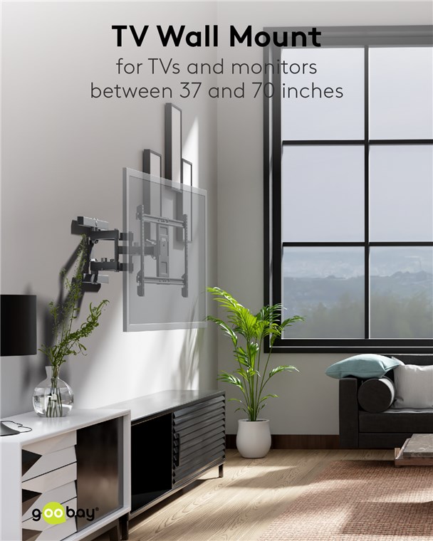 Goobay TV-Wandhalterung Pro FULLMOTION (L) - Halterung für Fernseher von 37 bis 70 Zoll (94-178 cm), vollbeweglich (schwenkbar und neigbar) bis 60 kg