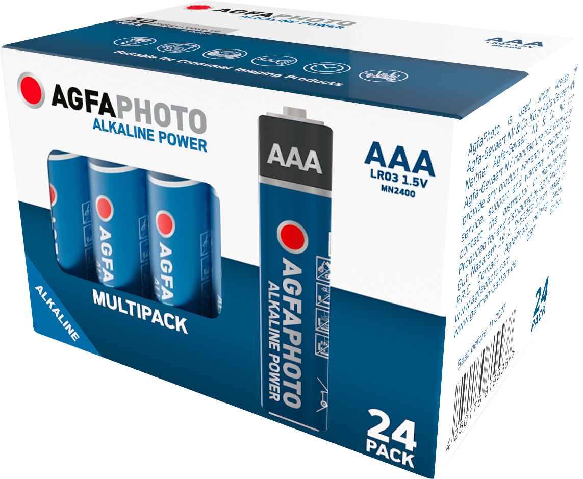 Agfaphoto Batterie Alkaline, Micro, AAA, LR03, 1.5V Power, Retail Box (24-Pack)
