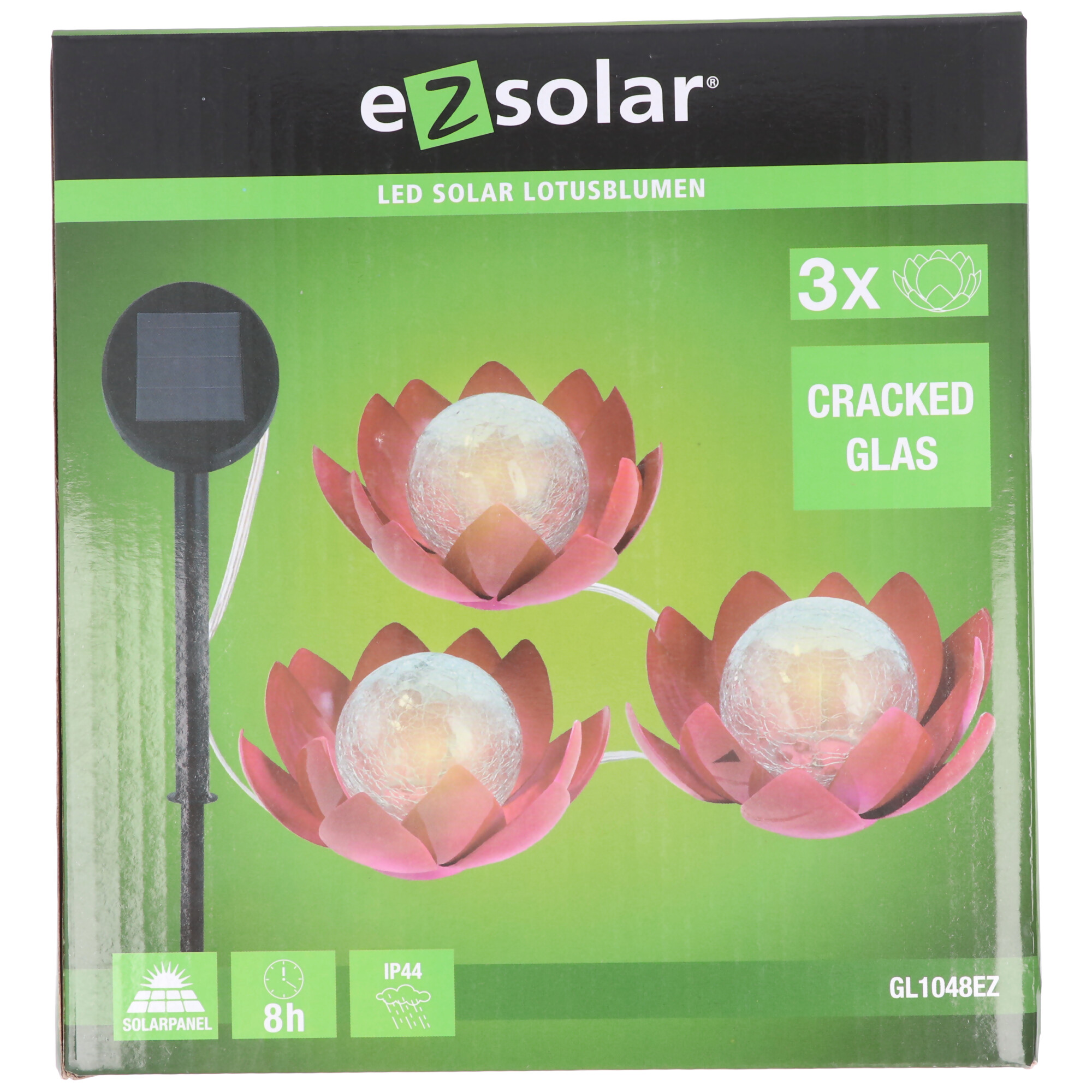 LED Solar Gartenstecker-Lotusblumen, 3er-Set