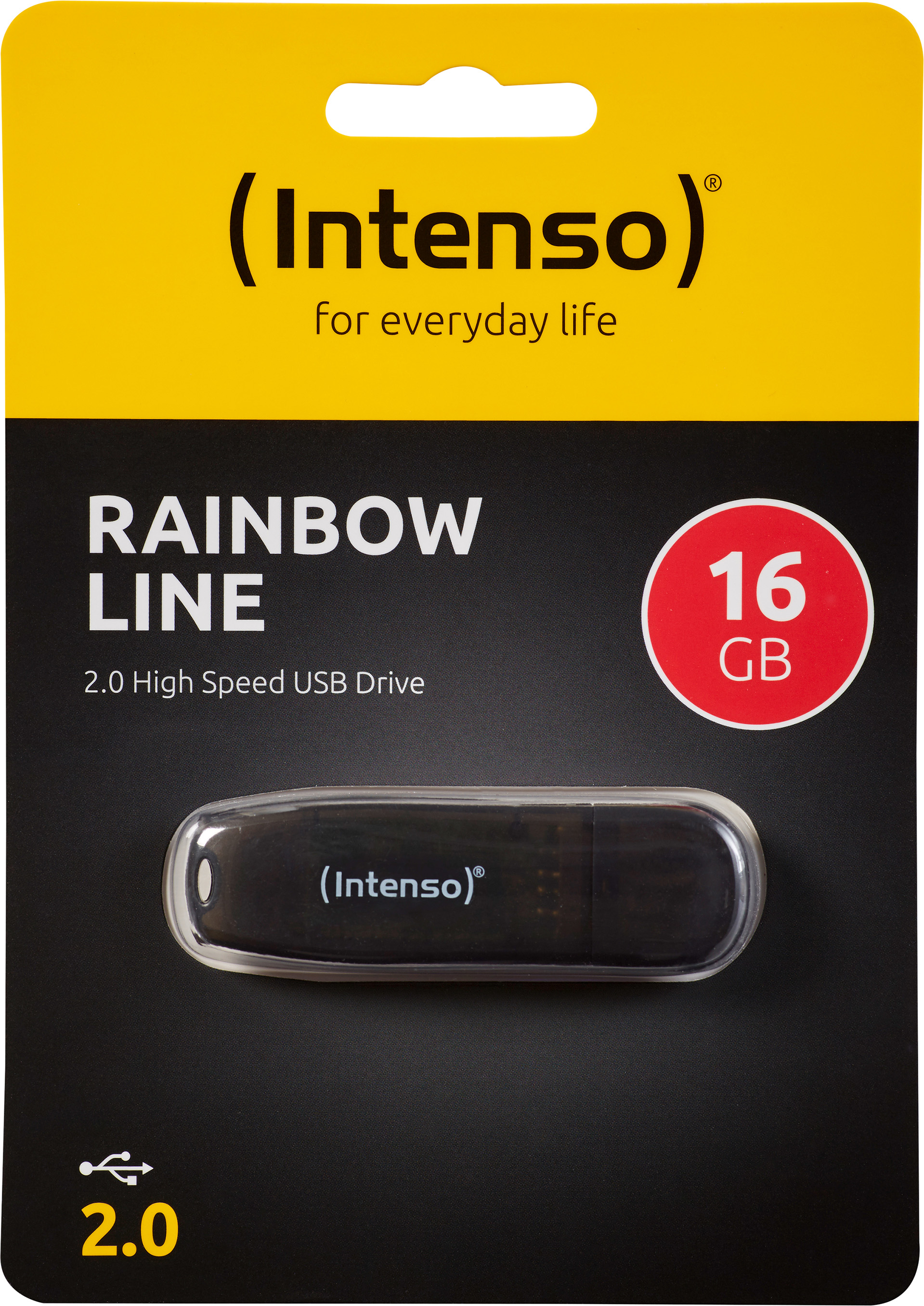 Intenso USB 2.0 Stick 16GB, Rainbow Line, schwarz (R) 28MB/s, (W) 6.5MB/s, Retail-Blister