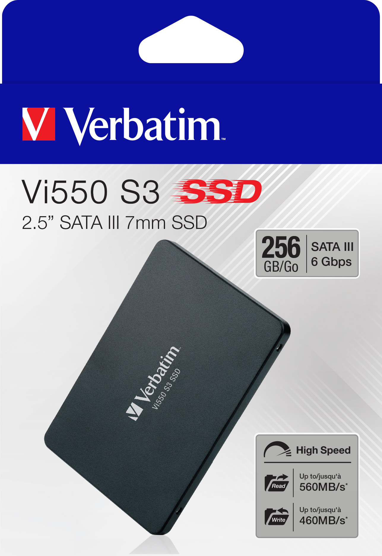 Verbatim SSD 256GB, SATA-III, 6.35cm (2.5''), Vi550 (R) 560MB/s, (W) 460MB/s, Retail