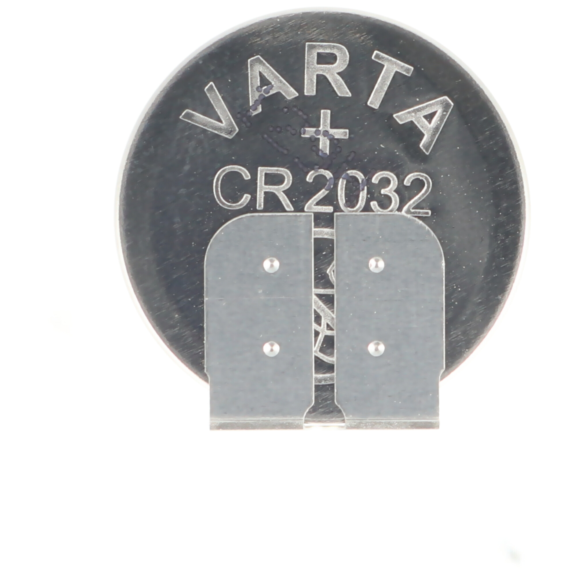 CR2032-1GU Lithium Knopfzelle liegend Printausführung 3er Print, mit ca. 10mm Printabstand am Pluspol 2er Print
