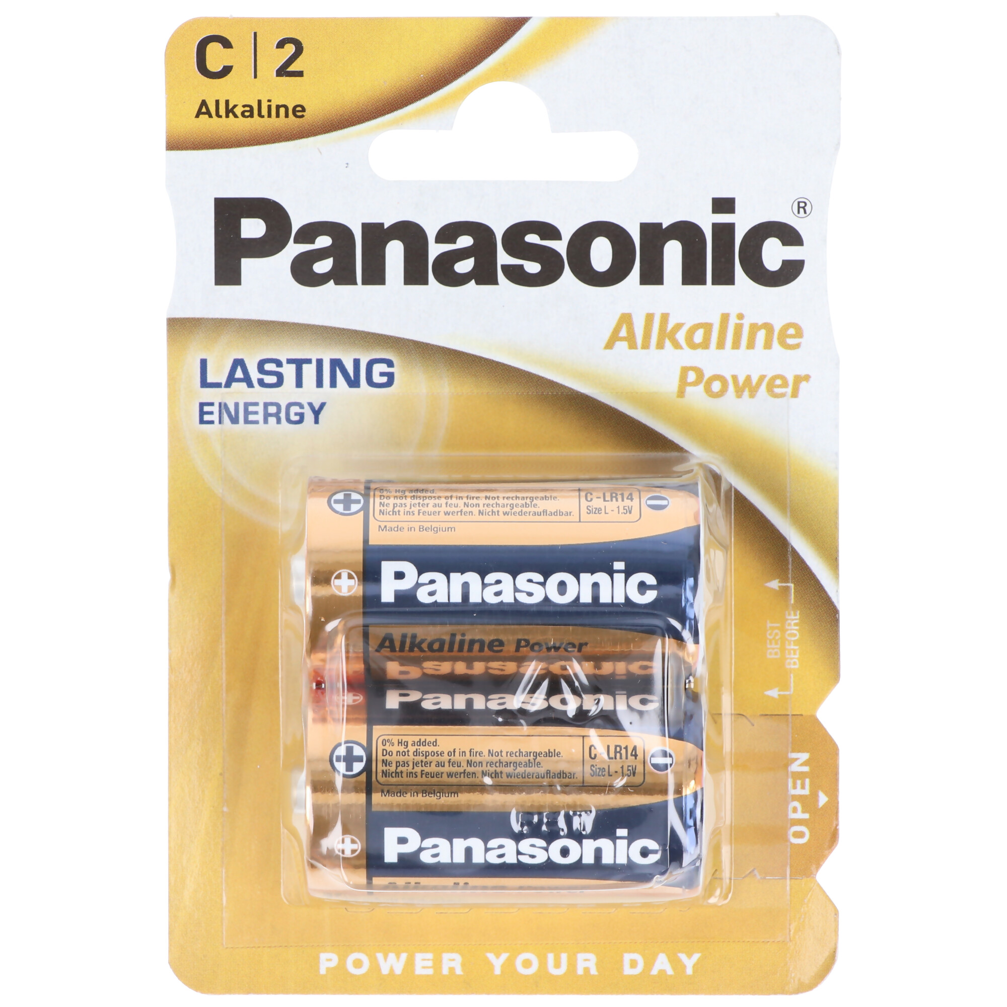 Panasonic Batterie Alkaline, Baby, C, LR14, 1.5V Alkaline Power, Retail Blister (2-Pack)
