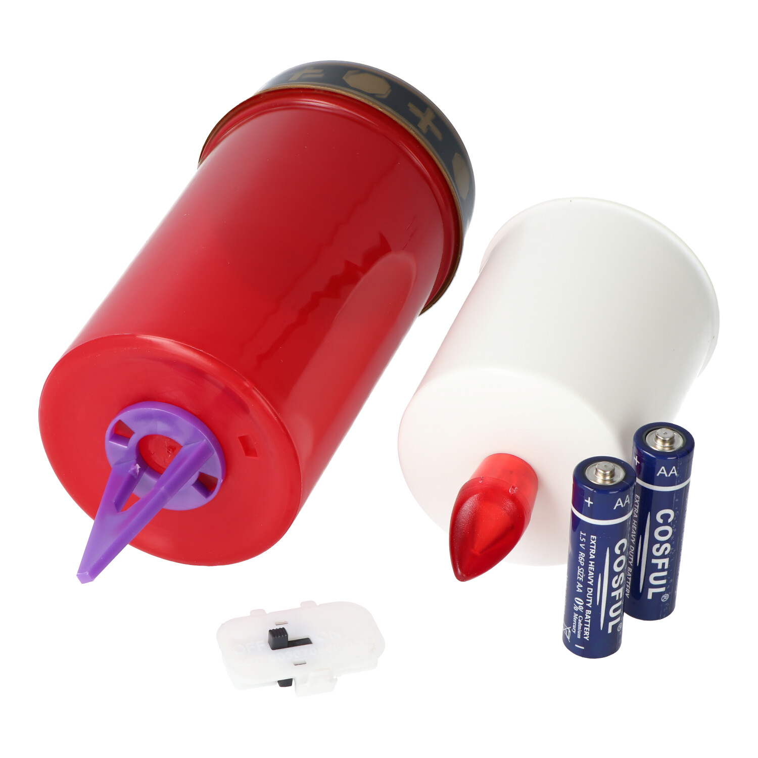 LED-Grablicht rot mit Kerzenschein, 13,2x7,3cm, inklusive 2x AA Mignon LR6 Standard Batterien