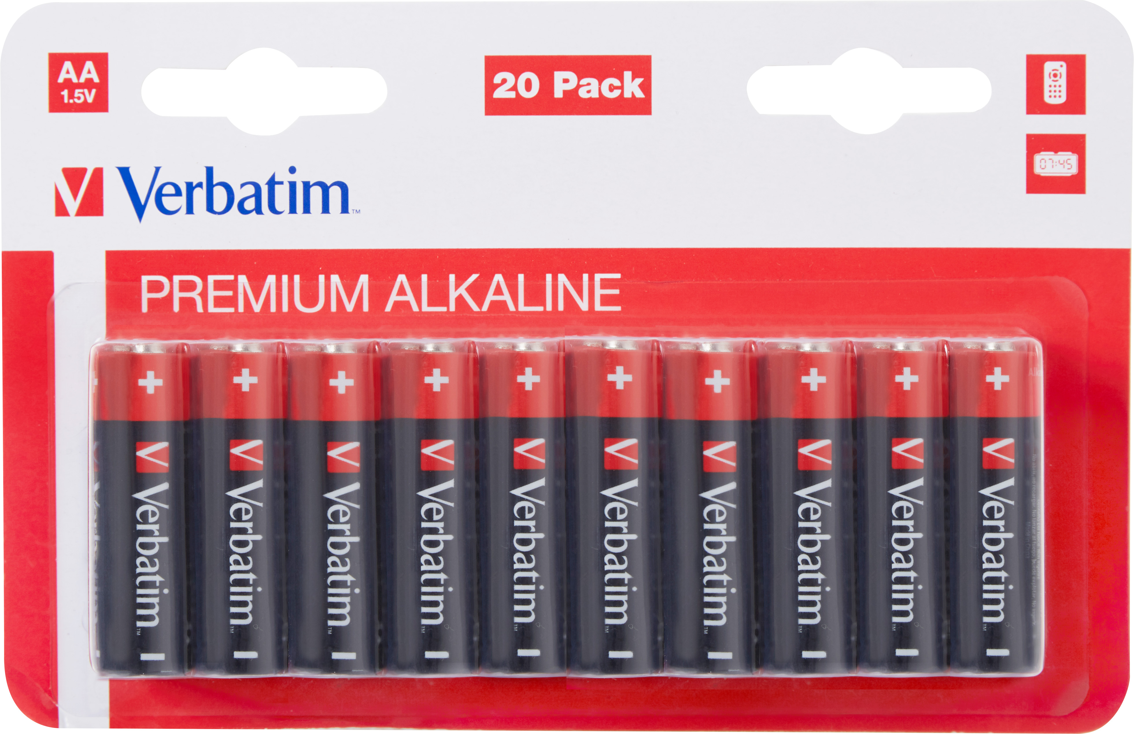 Verbatim Batterie Alkaline, Mignon, AA, LR06, 1.5V Premium, Retail Blister (20-Pack)