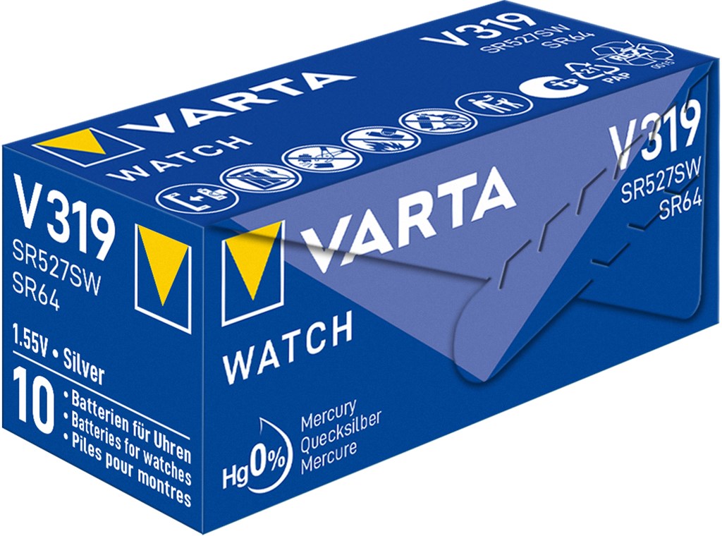 Varta SR64 (V319) - Silberoxid-Zink-Knopfzelle, 1,55 V Uhrenbatterie