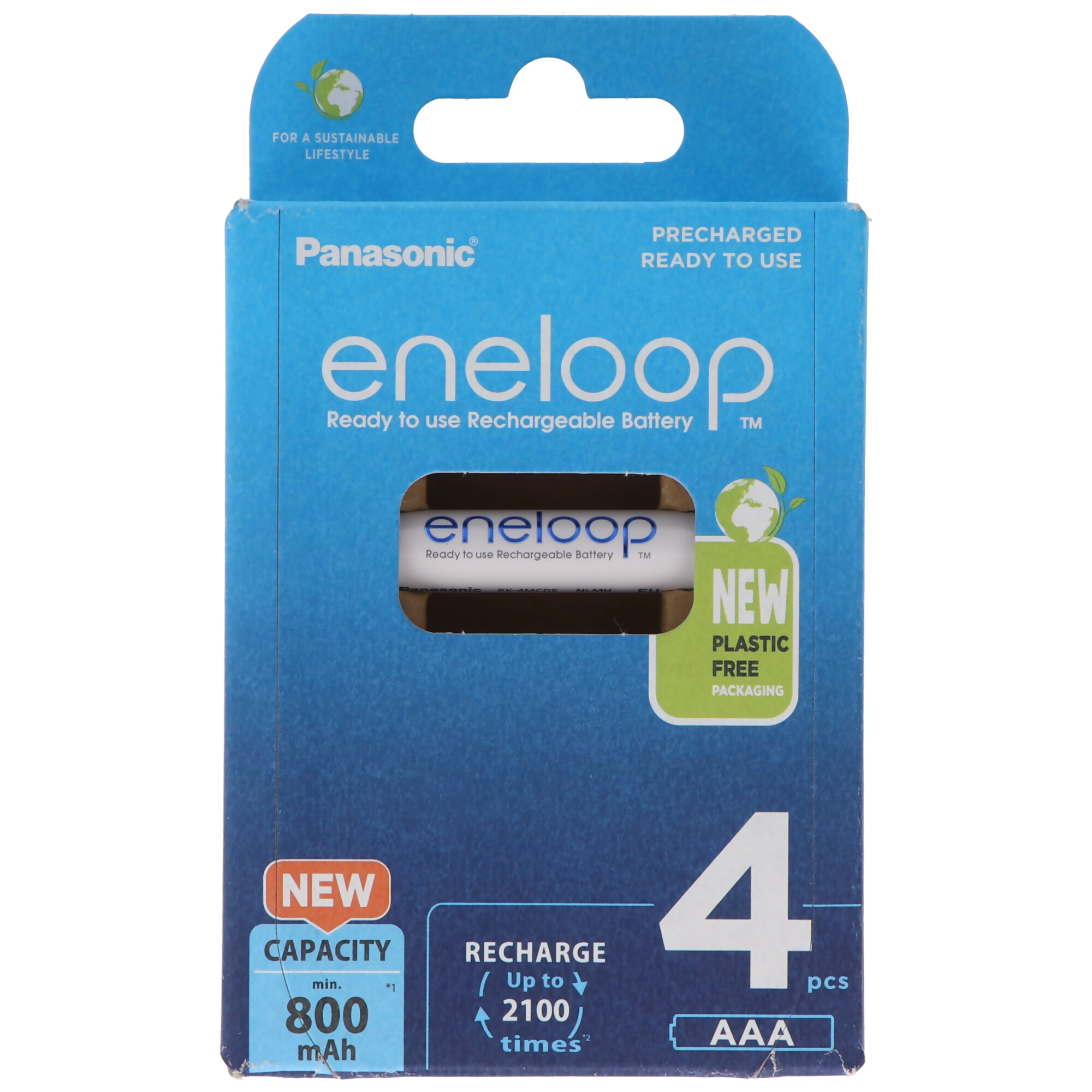 Panasonic eneloop, vorgeladen, Retail Blister (4-Pack)BK-4MCDE/4BE Akku NiMH, Micro, AAA, HR03, 1.2V und 800mAh 5410853064305