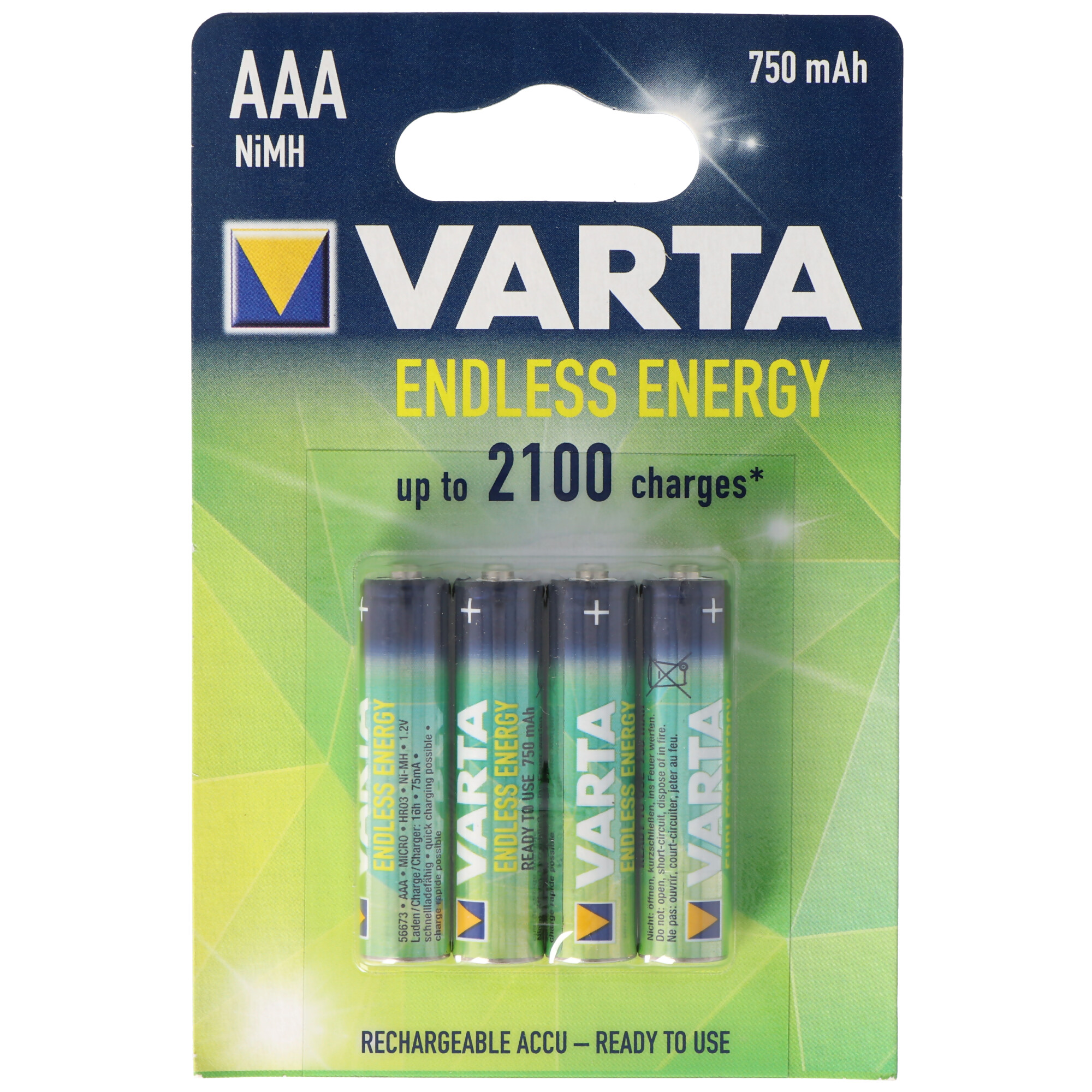 Varta Endless Ready to Use Micro AAA-Akku NiMH 750mAh 1.2 Volt 4 Stück