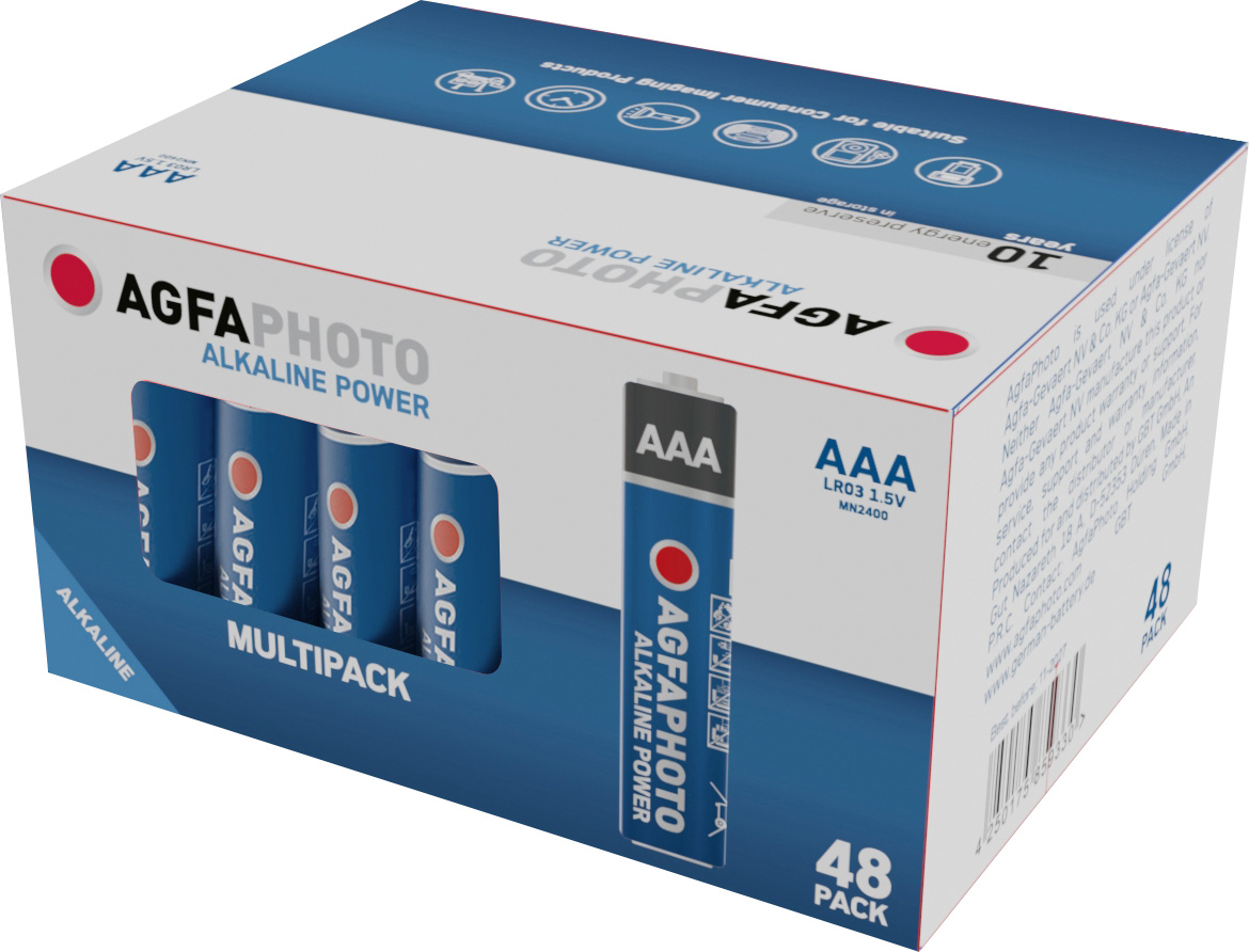 Agfaphoto Batterie Alkaline, Micro, AAA, LR03, 1.5V Power, Retail Box (48-Pack)