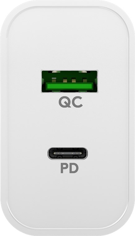 Goobay Dual-USB-Schnellladegerät PD/QC (45 W) weiß - Ladeadapter mit 1x USB-C™-Anschluss (Power Delivery) und 1x USB-A-Anschluss (Quick Charge 3.0)