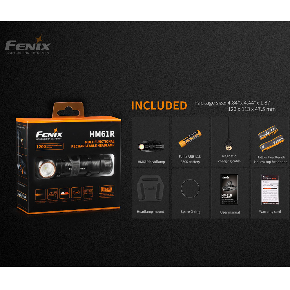 Fenix HM61R LED Stirnlampe mit max. 1200 Lumen Leuchtkraft, Dual Light Source, 3in1 Nutzung,