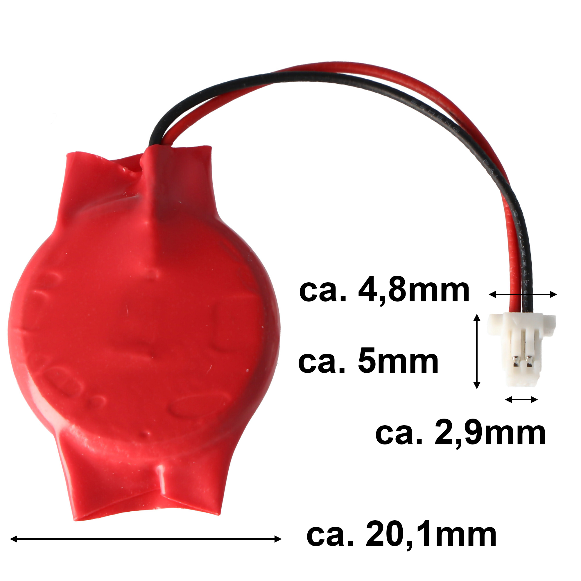 AccuCell CMOS Batterie CR2032 mit Stecker, Backup Lithium Batterie