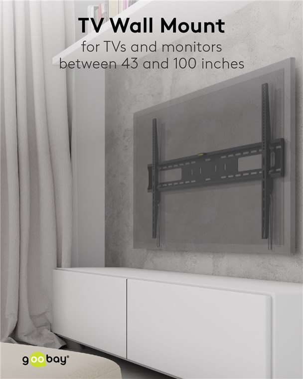 Goobay TV-Wandhalterung Pro FIXED (XL) - Halterung für Fernseher von 43 bis 100 Zoll (109-254 cm) bis 75 kg