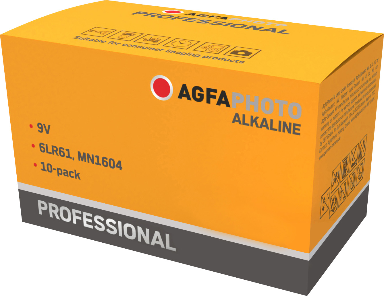 Agfaphoto Batterie Alkaline, E-Block, 6LR61, 9V Professional, Retail Box (10-Pack)