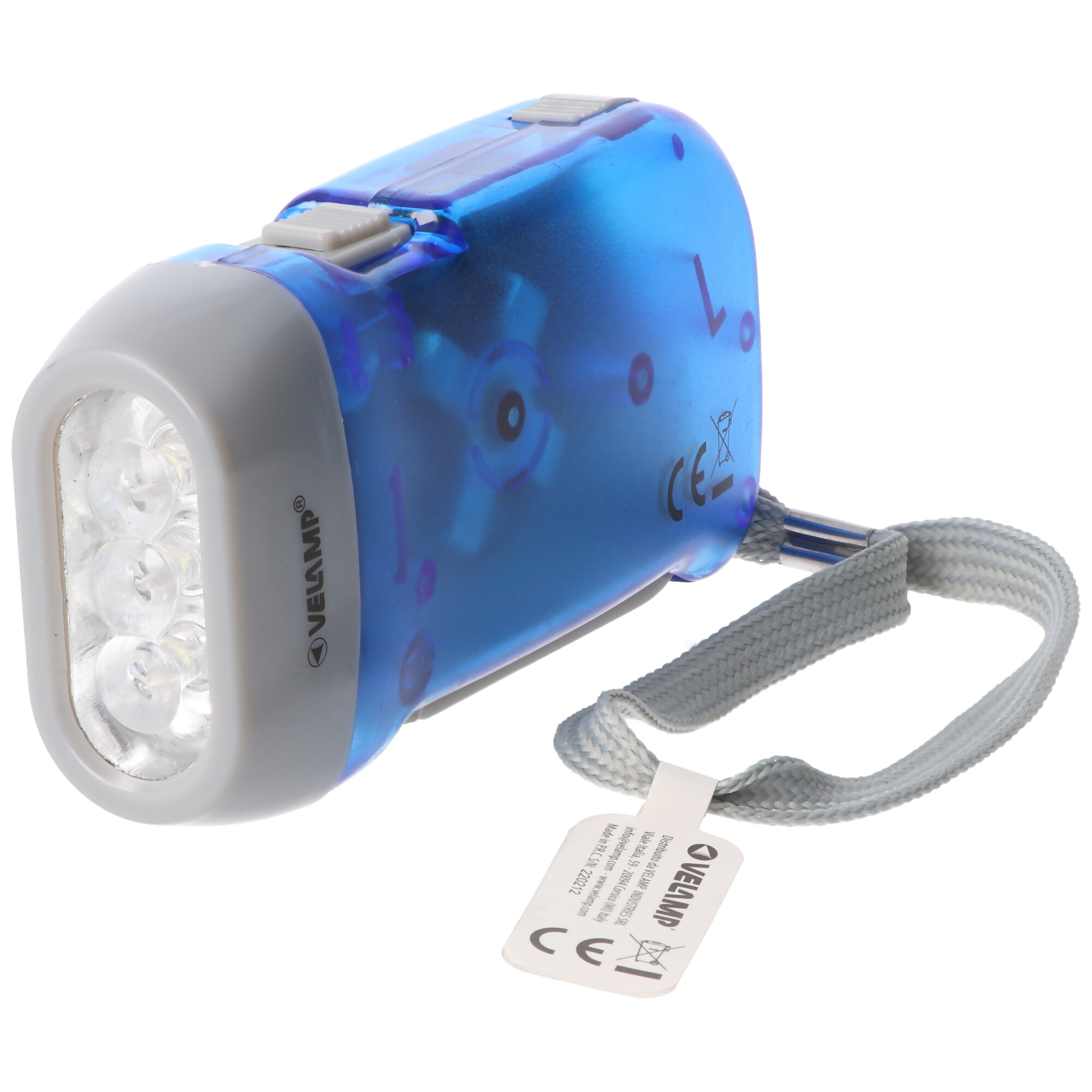 3fach LED Dynamo Taschenlampe wiederaufladbar, Blau und Gelb, mit Anti Black Out Funktion