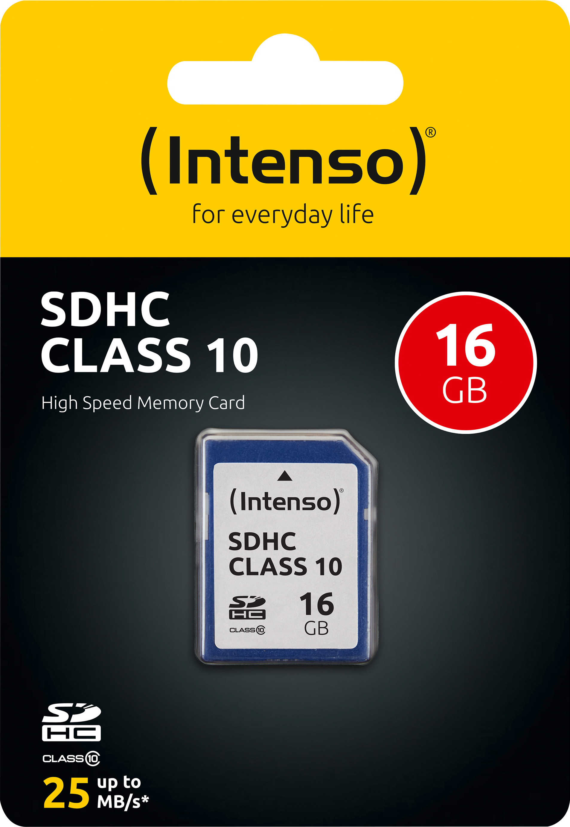 Intenso SDHC-Card 16GB, Class 10 (R) 25MB/s, (W) 10MB/s, Retail-Blister