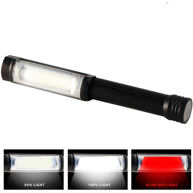 LED-Taschenlampe IN256 400 Lumen, Taschenlampe mit rotem Blitz, mit Clip und starkem Magnet, für Werkstatt, Notlagen etc.