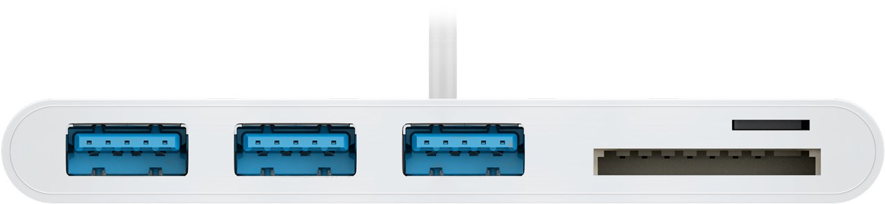 Goobay USB-C™ Multiport Adapter CardReader - erweitert ein USB-C™ Gerät um drei USB 3.0 Anschlüsse sowie einen Kartenschacht für SD/MMC- und Micro SD-Karten